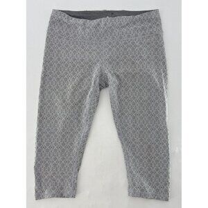 prAna Gray Textured Gray Patterned Cropped Capri Yoga Pants Activewear Sz M Boho